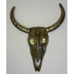 Gold Bull Skull Wall Decor Longhorn Western Cow Head Cast Metal Look